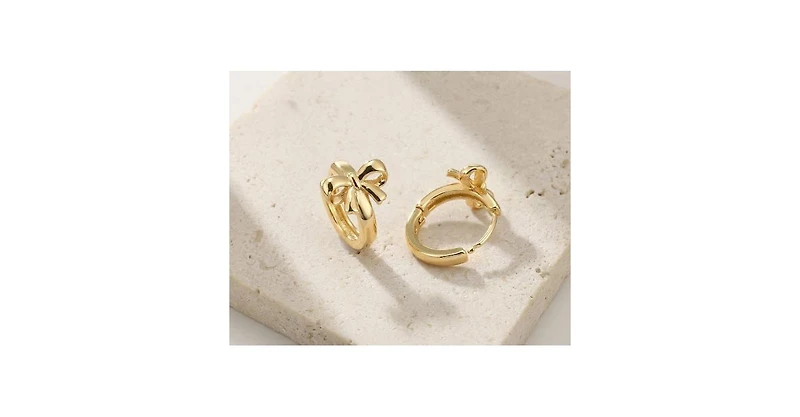 Joey Baby Gold-Tone Brass Bow Hoop Earrings