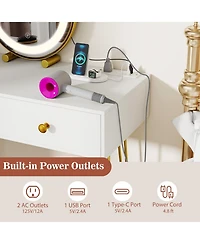 Volenca Vanity Desk with Adjustable Lighted Mirror for Bedroom, Makeup Dressing Table