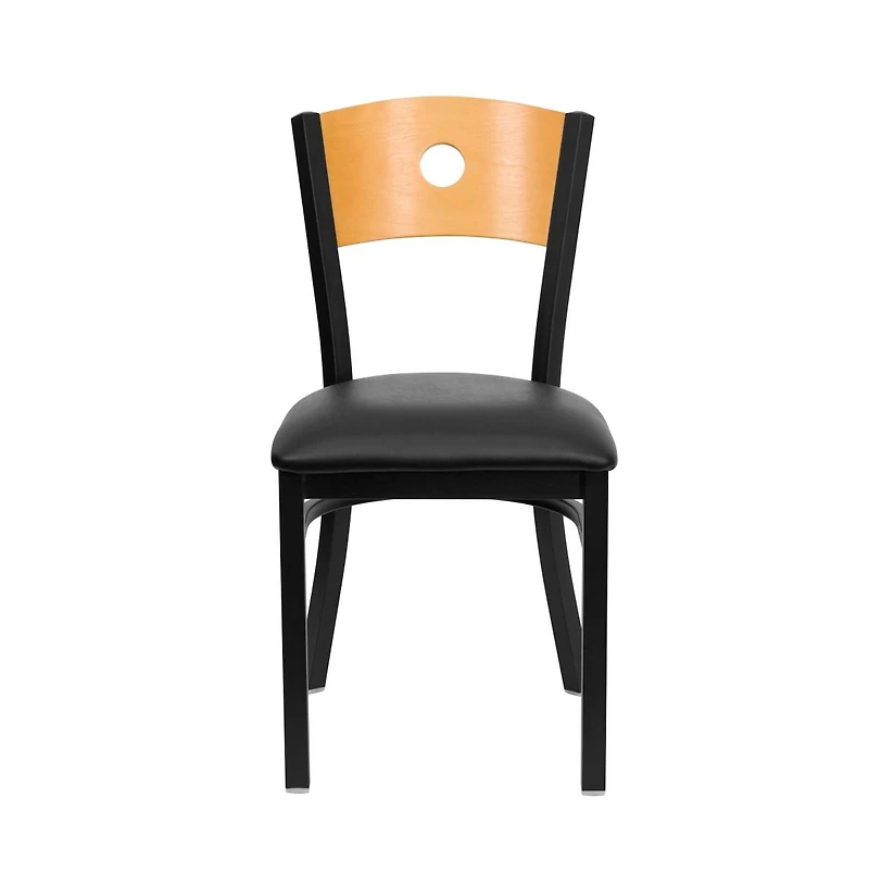 Emma+Oliver Wood Circle Back Metal Restaurant Dining Chair