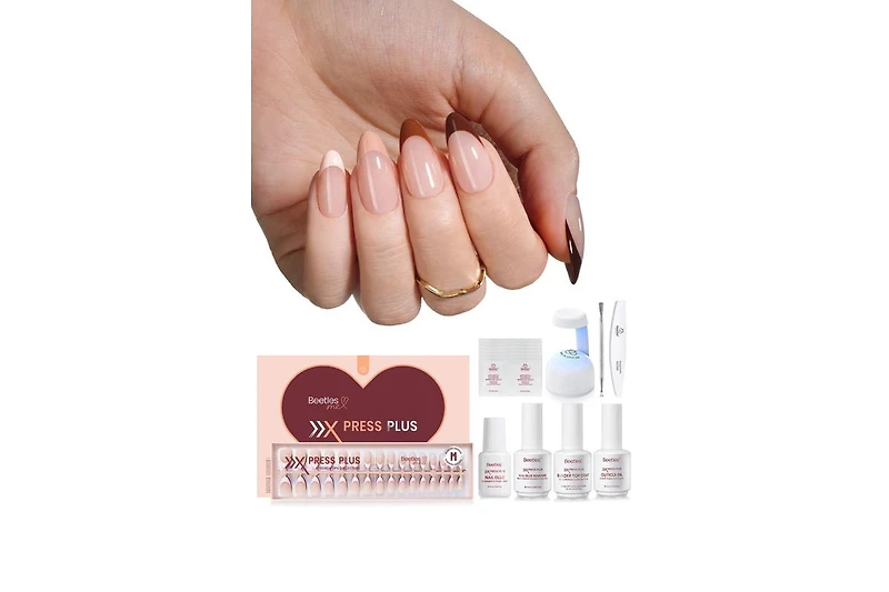 Beetles Medium Almond French Tip Press-On Nails Kit (224 pcs)