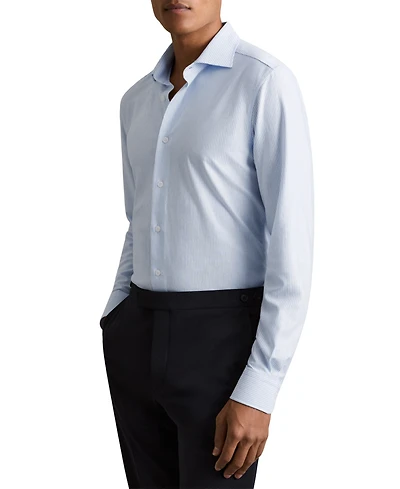 Reiss Men's Cotton-Blend Cutaway-Collar Striped Shirt