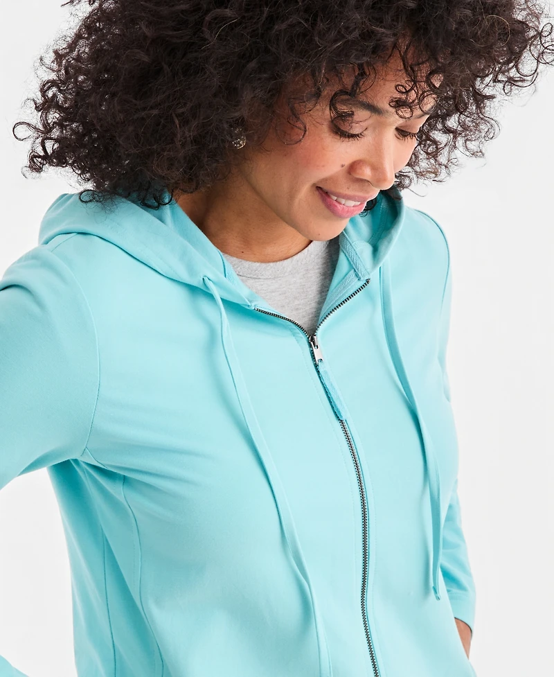 Style & Co Women's Zip-Front Hooded Sweatshirt, Created for Macy's