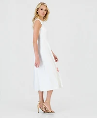 Anne Klein Petite Crew Neck Printed Midi Dress