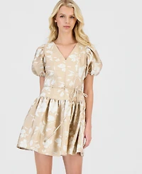 Anne Klein Women's Puffed-Sleeve Mini Dress