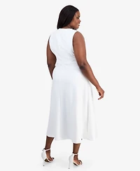 Anne Klein Plus Placed-Print Scuba Midi Dress