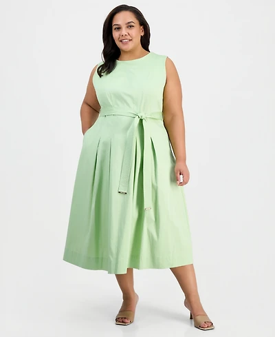 Anne Klein Plus Belted Midi Dress