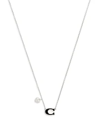 Coach Faux Stone Signature C Heart Necklace