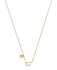 Coach Faux Stone Signature C Tea Rose Necklace