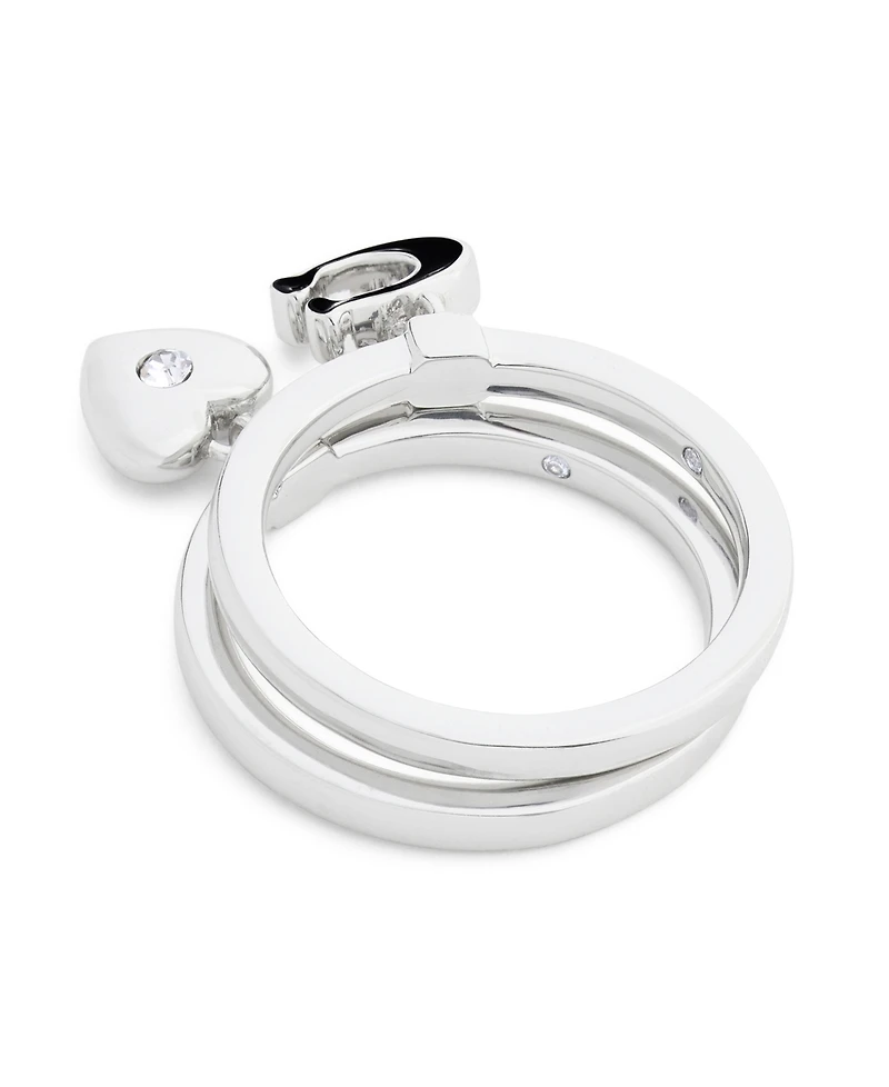 Coach Faux Stone Signature C Rexy Charm Duo Ring Set
