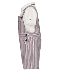 Tommy Hilfiger Baby Boys' Polo Collared T-Shirt and Seersucker Stripe Shortalls, 2-Piece Set