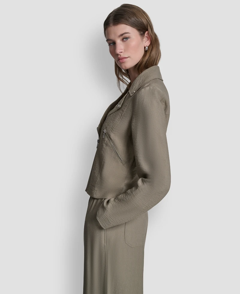 Dkny Women's Zipper Detailed Crinkle Jacket