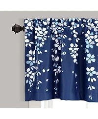 Lush Decor Weeping Flower Room Darkening Valance Curtain Header Navy - Valances for Windows - Floral Kitchen Curtains