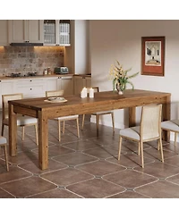 Tribesigns 78.7" Large Dining Table for 6 8 10, Solid Wood Rustic Kitchen Table, Modern Farmhouse Rectangular Dining Desk, Wood Brown