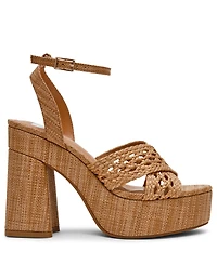 Dv Dolce Vita Women's Whisora Crossband Raffia Woven Platform Dress Sandals