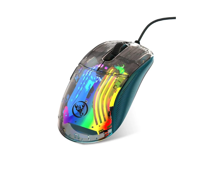 Risokeys Transparent Wired Gaming Mouse, 12800 Dpi Adjustable, Rgb Backlight, Ergonomic Lightweight Mouse for Gamers & Office Workers
