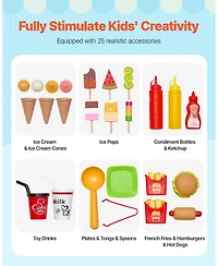 Sugift Wooden Ice Cream Truck with Chalkboard & Steering Wheel