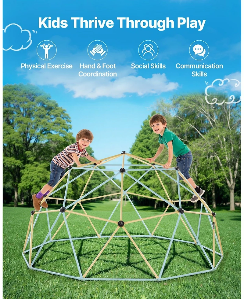 Sugift 10FT Kids Climbing Dome 1000 Lb Capacity with Octopus Net and Basketballs