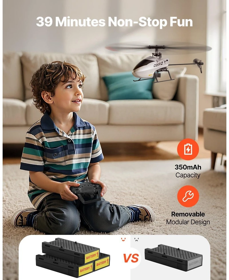 Sugift Single Propeller Rc Helicopter with 39 Min Flight Time