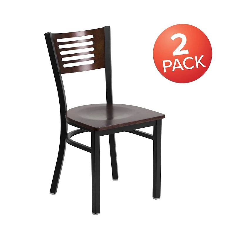Emma+Oliver 2 Pack Decorative Slat Back Metal Restaurant Chair