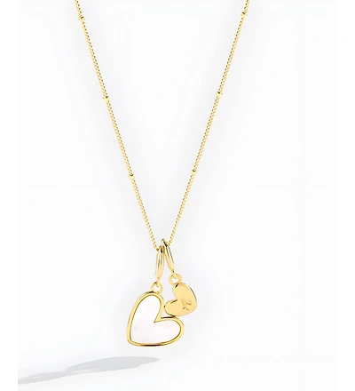 Mint & Lily Mother Of Pearl Heart Initial Necklace Gold Plated Sterling Silver