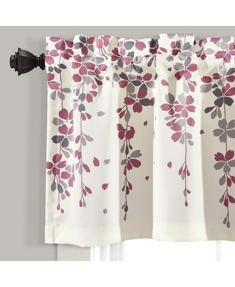 Lush Decor Weeping Flower Room Darkening Valance Curtain Header Purple & Gray - Valances for Windows - Floral Kitchen Curtains
