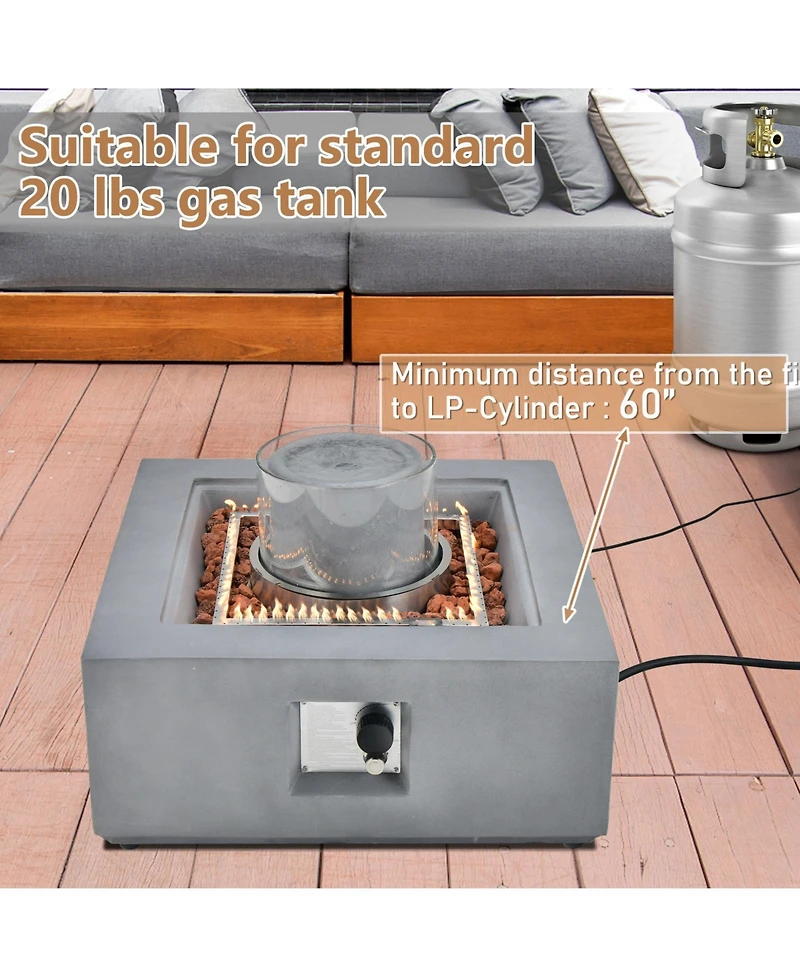 Sugift 28 Inch 50000 Btu Patio Square Propane Fire Pit with Pvc Cover