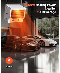 Electric Garage Heater 5000W Ceiling-Mount Shop Heater 3 Angles 240V