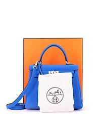 Pre-Owned HERMES Kelly 25 Handbag Blue Togo with Palladium Hardware