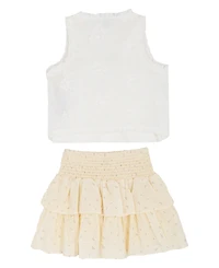 Rare Editions Girls' 7-12 Eyelet Vest, Cami and Floral Skort, 3-Piece Set