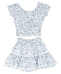 Rare Editions Girls' 7-16 Floral Printed Smocked Top and Skort, 2-Piece Set