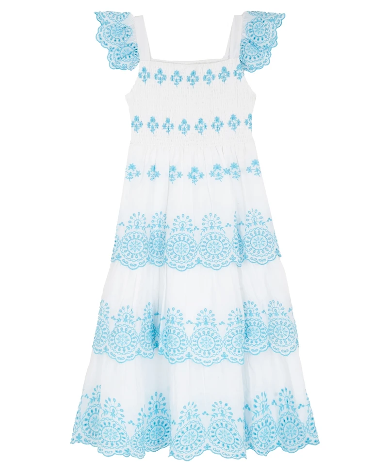 Rare Editions Girls' 7-16 Smocked Square Neck Dress