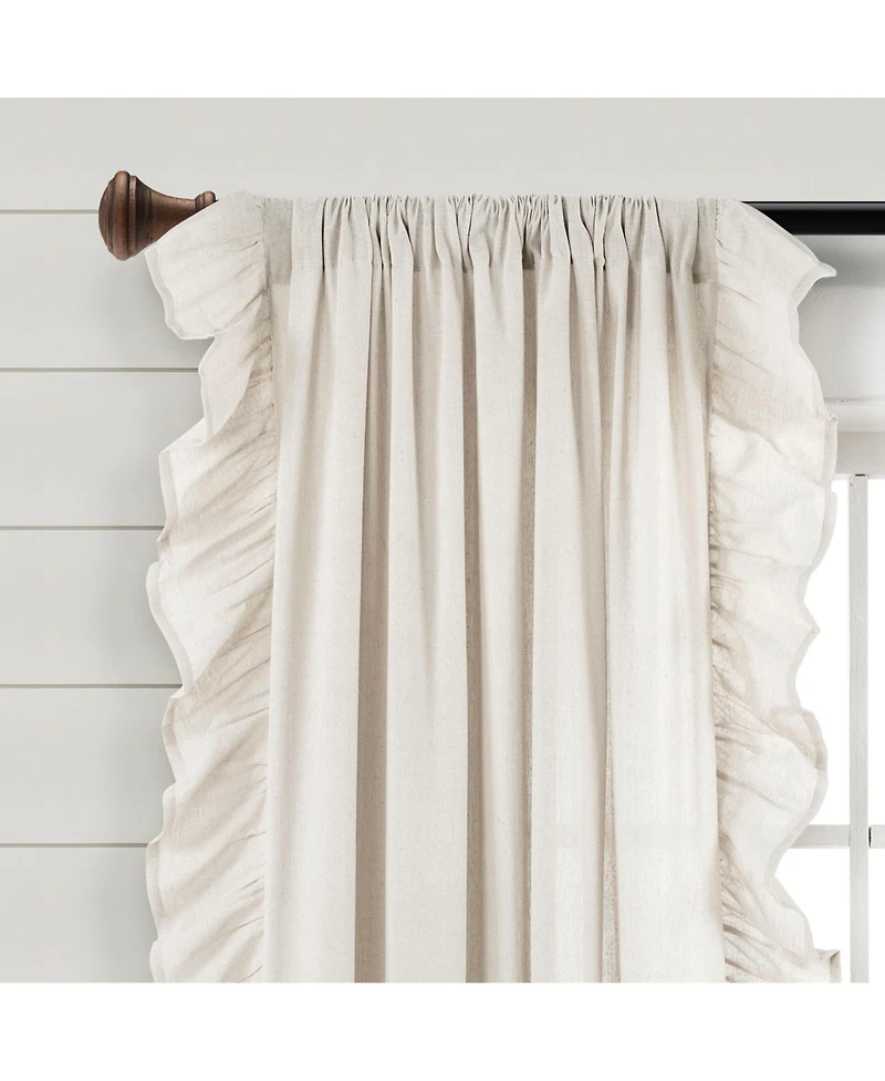 Lush Decor Linen Ruffle Window Curtain Panel Single Off White 54X95+5