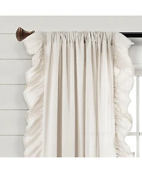 Lush Decor Linen Ruffle Window Curtain Panel Single Off White 54X95+5