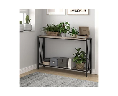 gaomon Console Table, 43.0" Entryway Table with Storage, Industrial Sofa Table with V Design