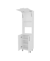 Fm Furniture Kayenta Kitchen Pantry with 2 Pneumatic Door, Open Storage, and Bottom Cabinet, White