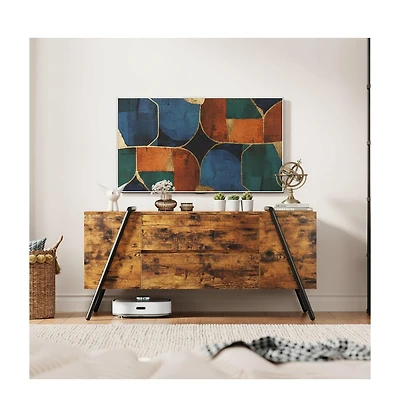 Gaomon 2-Drawer Tv Stand with U-Shaped Metal Base, Sturdy & Stylish, Fit Up to 60 Inch TVs, Living Room/Bedroom