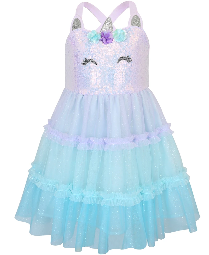 Pink & Violet Girls' 2-6X Strappy Unicorn Sequin Dress