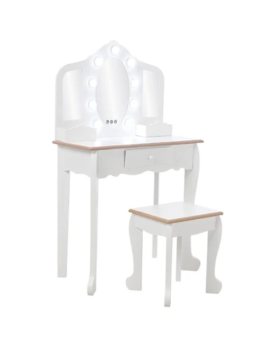 Gaomon White Kids Makeup Vanity Set, Girls Perfect Gift Pretend Dress-Up Playset with Stool