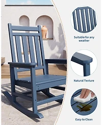 gaomon Hdpe Weather-Resistant Rocking Adirondack Chair - 380LBS Heavy Duty, No Complex Assembly, Wood-Grain Patio/Lawn