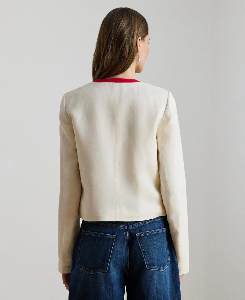 Lauren Ralph Women's Two-Tone Crewneck Twill Blazer