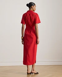 Lauren Ralph Women's Twist-Front Collared Shirt Dress