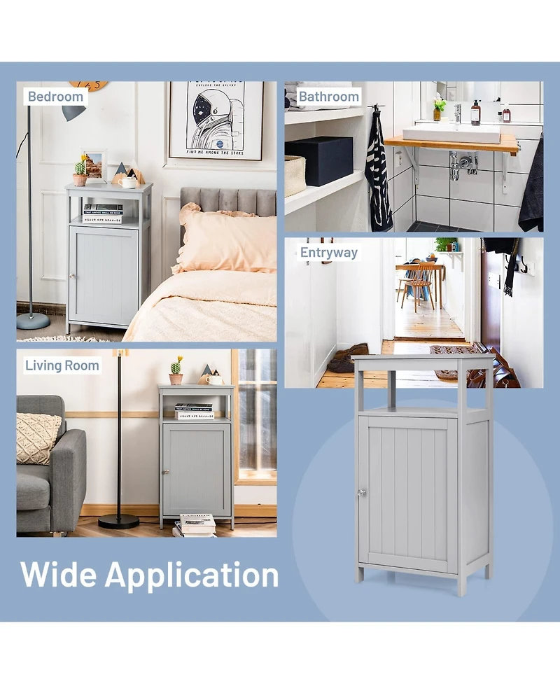 Volenca Wood Bathroom Floor Storage Cabinet with Multi-Function Organizer Rack