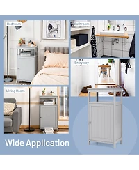 Volenca Wood Bathroom Floor Storage Cabinet with Multi-Function Organizer Rack