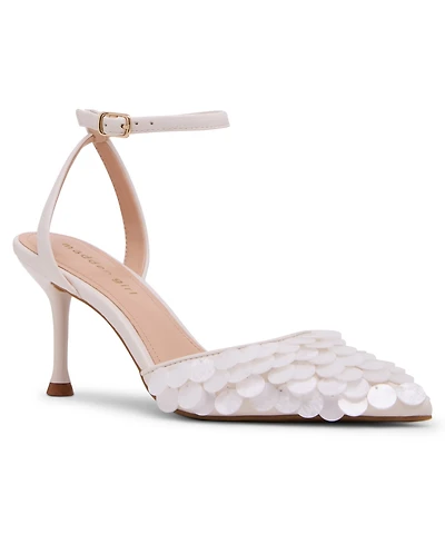 Madden Girl Women's Flora-s Pailette Embellished Pointed Toe Two-Piece Pumps