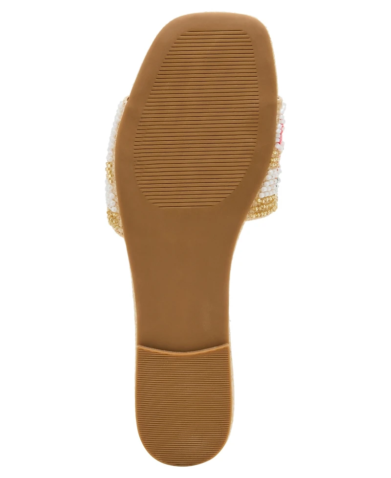 Madden Girl Women's Floral Beaded Slip-On Slide Sandals