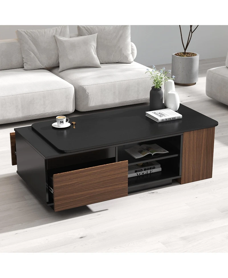 Boyel Living Extendable Coffee Table with Adjustable Length and Storage Drawers
