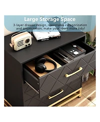 gaomon White 3-Drawer Wood Dresser, Bedroom Nightstand Storage Chest Organizer for Closet Clothes