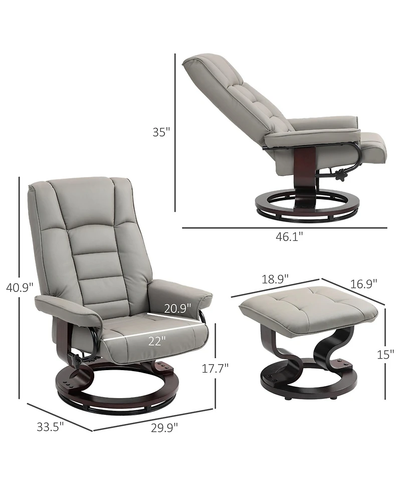 Boyel Living Recliner with Ottoman Swivel Recliner Chair Faux Leather with High Back