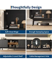 Gaomon 63" Modern Tv Stand with Storage, Adjustable Shelf, Power Outlet & Usb Ports – Entertainment Center for Living Room