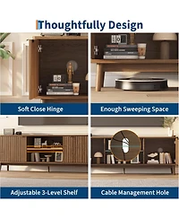 Gaomon 63" Modern Tv Stand with Storage, Adjustable Shelf, Power Outlet & Usb Ports – Entertainment Center for Living Room